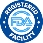 Blue roundel reading Registered Facility around an FDA monogram