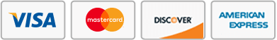 Visa, Mastercard, Discover and American Express logos accepted at the seller&rsquo;s checkout